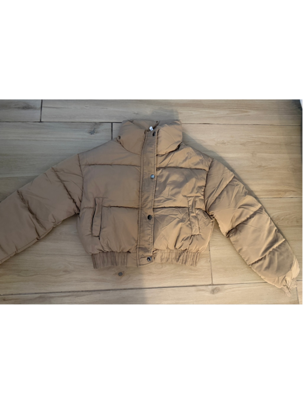 NEW Cropped Puffer Jacket Long Sleeve Puffy Coat Winter Lightweight Quilted XS